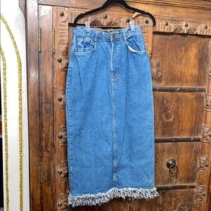 Vintage Sunbelt Sportswear High-Waisted Denim Maxi Skirt — Women’s Size M